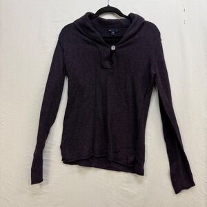Gap Womens Purple Cotton Lambswool Blend Shawl Collar‎ Henley Sweater Size M